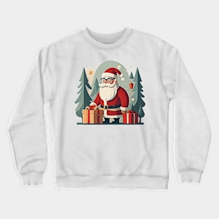 Santa Claus between trees Crewneck Sweatshirt